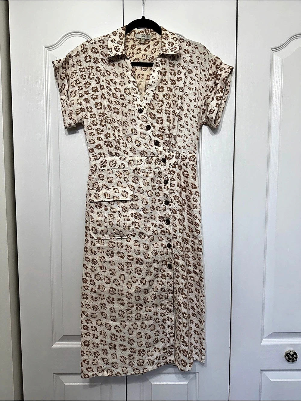 Joie Animal Print Midi Dress in Cream & Brown